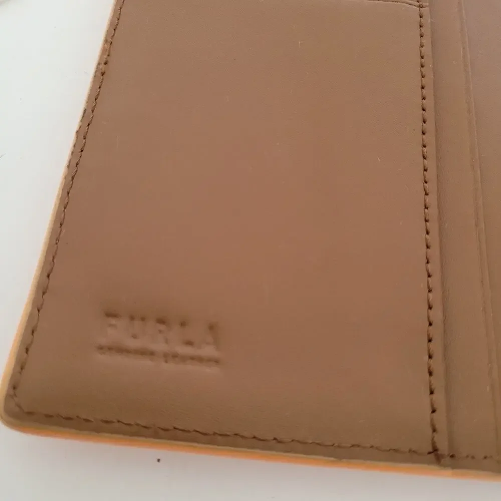 Furla Sofia Grainy Leather‎ Wallet Large Italian Bifold Large Orange Long Design